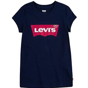 Levi'S Kids Ss Batwing Tee voor meisjes, Peacoat/Tea Tree Pink, 4 jaar, Blauw