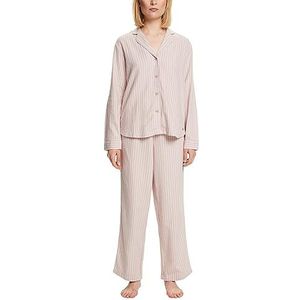 ESPRIT Women Bodywear Flanellen Pyjama Lichtroze/Wit