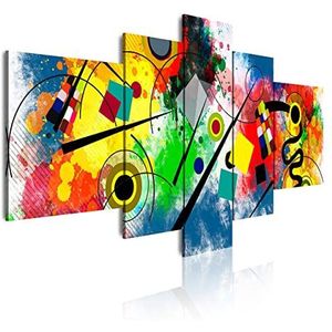 DekoArte - Moderne canvas print van gescande kunstfoto's | Decoratief canvas voor je woonkamer of slaapkamer | Kandinsky rood-blauw abstracte kunst | 5 stuks 180 x 85 cm XXL