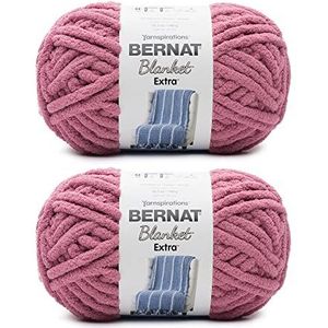 Bernat Extra gebakken wollen deken, 2 verpakkingen wol, roze brûlée polyester, 7 jumbo, 90 meter brei/haken, 300 gram