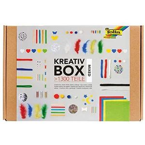 folia 935 - Creatieve doos, knutseldoos met kleurrijke materiaalmix voor knutselen en decoratie, meer dan 1300 stuks