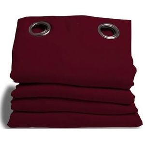 Moondream, 3-in-1 geluiddempend gordijn, geluiddempend, thermisch winter & zomer, 100% verduisterend, gepatenteerde technologie, made in EU, katoeneffect, zeilringen, rood - granaat, 140 x 300 (B x H)