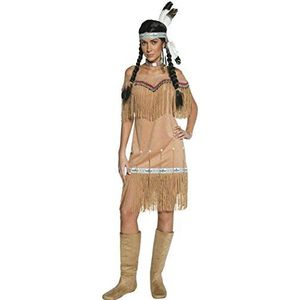 Smiffys dames kostuum indianen beige met jurk en franjes maat L
