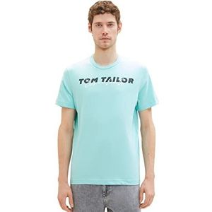 TOM TAILOR 1037277 T-shirt met logo voor heren (1 stuk), 31046 - Tibetaanse blauwe steen