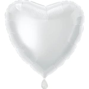 Unique Party - 52961 - heliumballon - hartvorm - 45 cm - wit