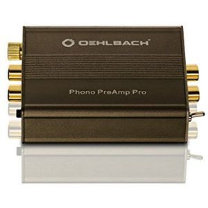 Oehlbach Phono PreAmp Pro Phono-voorversterker voor platenspeler met MM of MC-microfoons, compact en krachtig, metallic bruin