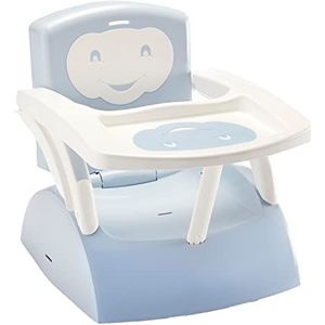 THERMOBABY - 2-in-1 stoelverhoger - Uitbreidbaar in kinderstoel - Afneembare plank - Slim opvouwbaar - 3-punts harnas - Vanaf 6 maanden - Tot 15kg - Gemaakt in Frankrijk - Blauwe bloem