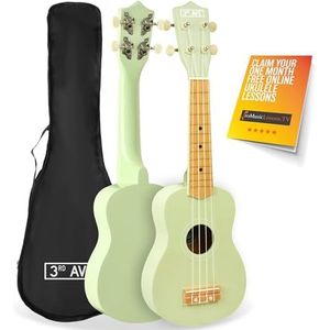 3rd Avenue Sopraanukelele Beginners 21 Inch 4 Nylon Snaren Met Gratis Uke-Tas - Pastelgroen - Gratis 1 Maand Online Lessen