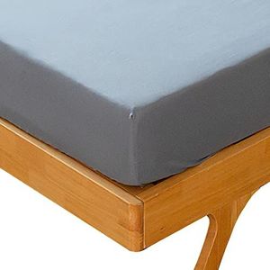 Kono NIYS Luxury Bedding Hoeslaken voor eenpersoonsbed, van geborstelde microvezel, 90 g/m², met 25 cm diepte, grijs, eenvoudig