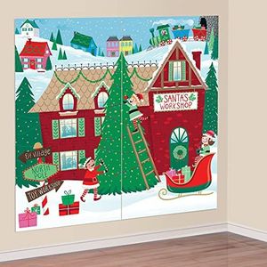 Amscan Kerstdecoratie wanddecoratie kerstman, 82,5 cm x 1,65 m, 671096
