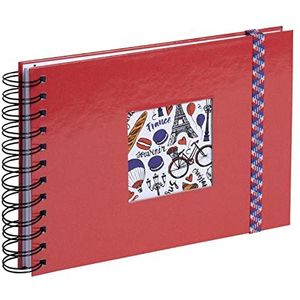 EXACOMPTA - Ref.-nr. 15136E – fotoalbum met spiraalbinding FRENCH'CLASS – 50 witte pagina's – formaat 23 x 16 cm – rode omslag van gecoat papier met elastiek voor het afsluiten