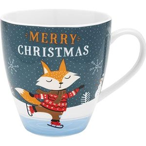 GRUSS & CO Mok met motief ""Merry Christmas"" | porselein 450 ml | koffiemok met wintermotief meerkleurig mok met spreuk | wintercadeau | 49939