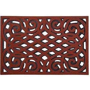 Nicoman Decoratieve deurmat voor buiten, robuust, vuilafstotend, rubber, antislip, voor trappen, klein, terracotta, 60 x 40 cm