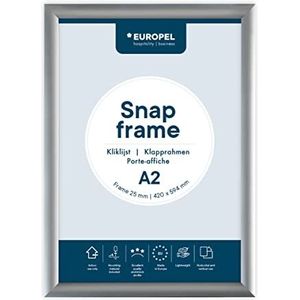 OPUS 2 Snap A2 frame, 25 mm, van geanodiseerd aluminium en anti-verblinding, klemmen voor posters en reclame, prikbord frame voor muren
