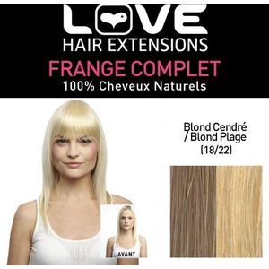 Love Hair Extensions 100% echt haar volle pony kleur 18/22 - asblond/strandblond, per stuk verpakt (1 x 1 stuk)