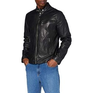 Schott NYC Leather Jacket heren, zwart, M, zwart.