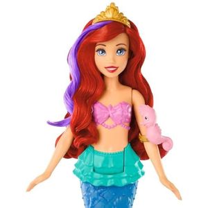 Mattel Disney Princess waterspeelgoed, pop Ariel, de kleine zeemeermin, zwemster en zeepaardfiguur, met haar en zeemeerminstaart, speelgoed voor kinderen, vanaf 3 jaar, HPD43