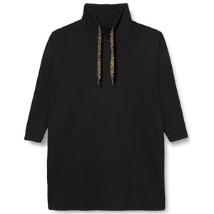 ONLY CARMAKOMA Carluci Life Sweat-shirt à col montant pour femme, Noir/détails : cordes en polyester Leo, 52-54