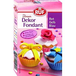 RUF Rood, geel en blauw fondant voor het modelleren van strikken, rozen en figuren, perfect voor muffins, cupcakes en taarten, glutenvrij, 1 x 225 g