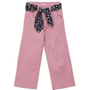 s.Oliver Junior broek met riem, brede pijpen broek met riem, wijde pijpen, roze, 92 meisjes, roze, Roze