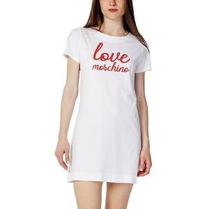 Love Moschino Robe À Manches Courtes Femme, Blanc, 40