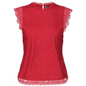 PIECES Pcolline SL Lace Top Noos BC T-shirt voor dames, Rood High Risk