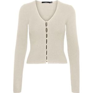 Vero Moda - Vmgold Rib Ls v-Neck Button Pullover Ga - Dames - Gebreide Truien