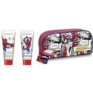 Naturaverde | Kids - Spiderman Kit Set 2023, coffret cadeau avec shampooing délicat 100 ml, gel douche 100 ml et trousse de beauté, fabriqué en Italie, rose, Coffret cadeau de beauté