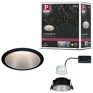 Paulmann 93407 LED inbouwlamp Cole rond incl. 1x6,5W dimbaar inbouwspot zwart, zilver inbouwlamp kunststof, alu zink plafondspot 2700 K