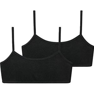 Schiesser Bustier voor meisjes, bustier, spaghettibandjes, bustier, bustier, biologisch katoen, 95/5, zwart.