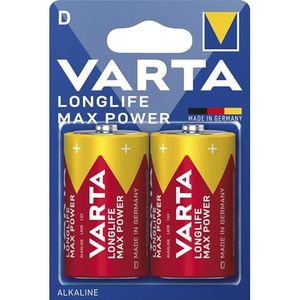 Varta Longlife Max Power D Mono LR20 alkaline batterij set van 2 - gemaakt in Duitsland - ideaal voor speelgoed en alledaagse apparaten