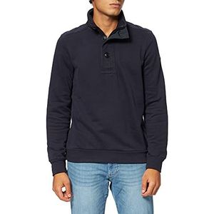 Pierre Cardin Sweatshirt, stand-up collar zip & button supersoft terry sustainable trainingsshirt heren, blauw, S, Blauw