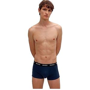 HUGO Trunk Triplet boxershorts voor heren, van katoen, stretch, met logo's op de taille, New - Navy410, maat XL, New - Navy410