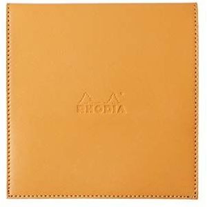 RHODIA 118148C – beschermhoes voor briefhouder + notitieblok nr. 148 oranje – 14,8 x 14,8 cm – kleine ruiten – 80 vellen afneembaar – wit papier 80 g/m? – pennenhouder – kunstleer