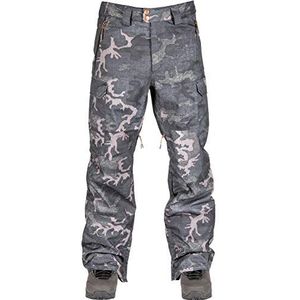 L1 Brigade 20 snowboardbroek voor heren, functionele broek, regular fit, werkbroek, 2-laagse broek met ventilatiesleuven aan de binnenkant en cargozakken, zwart/camouflage