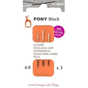 Pony - Pony Black Glover Mat Finition (No. 6-8) Aiguilles à Coudre à la Main avec Chas Blanc - 3 Aiguilles