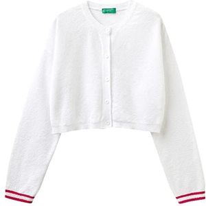 United Colors of Benetton Pull cardigan fille, Bianco 701, XL