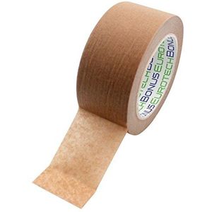 BONUS Eurotech 1BP25.60.0050/050A# Eco Pack verpakkingstape, breedte 50 mm, lengte 50 m, lijm op natuurlijke rubberbasis, totale dikte 0,105 mm, crêpepapier bruin