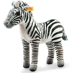 Steiff - National Geographic Zoelle Grant-Zebra-18 cm knuffeldier voor kinderen, wasbaar, staand, zwart/wit, 024429