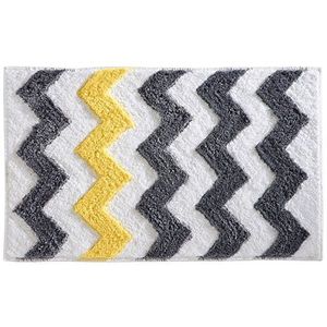 InterDesign Chevron Douchemat, antislip, sneldrogend, microvezel polyester, met zigzagpatroon, grijs/geel