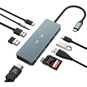 Docking Station HUB USB C, 10-in-1 USB C dockingstation Con HDMI 4K, 2 USB 3.0, 2 USB 2.0, USB C, 100 W PD, Lettore di Schede SD/TF compatibel met Con MacBook Pro/Air, Surface Pro/Go, Thunderbolt 3