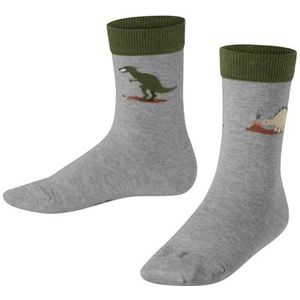 FALKE Dinosaur K SO katoen fantasie patroon 1 paar uniseks kindersokken grijs (Lt. Heather 3223), 35-38, Grijs (Lt. Heather 3223)