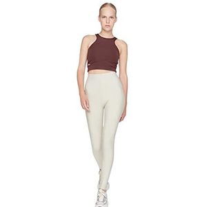 Trendyol Legging de sport taille haute pour femme, beige, S