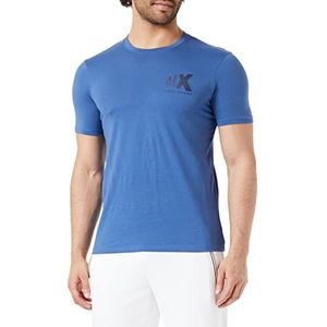 Armani Exchange T-shirt slim fit avec logo sur la poitrine éclatée pour homme, Bleu marine véritable, XXL