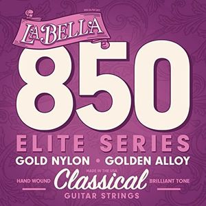 La Bella Strings 850 Elite snaren voor concertgitaren, nylon, goudkleurig, medium spanning