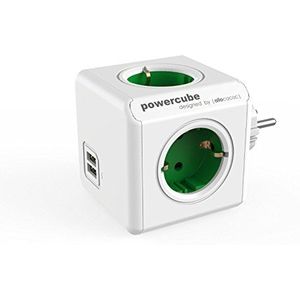 allocacoc Power Cube 1202GN/DEOUPC Verlenglader voor smartphone/tablet USB 2.1, groen/wit