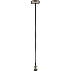 Paulmann Vintage hanglamp 50323 met E27 fitting en stoffen kabel retro rood / bruin kabel met fitting zonder lamp