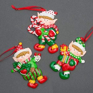 3 stuks kerstboomversiering om op te hangen, elf met geschenken, snoepjes, wanddecoratie, decoratie voor thuis