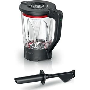 Bosch MUZS6MX Keukenmachine met dikwandige mengkom van Thermosafe glas, 1,5 l, hitte- en koudebestendig, vaatwasmachinebestendig, met dop, voor keukenmachine serie 6