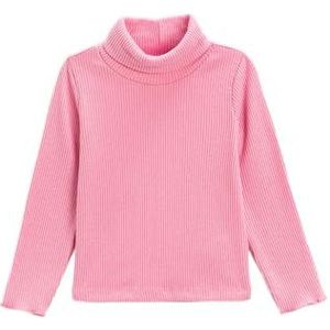 Koton Basic Turtle Neck T-shirt met ribben zacht gestructureerd T-shirt voor meisjes, Roze (274)